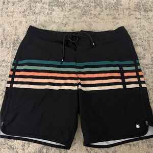 Jetty ✨ Mens Black Striped Swim Shorts